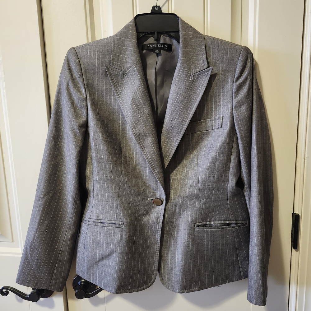 Anne Klein Gray Pinstripe Suit